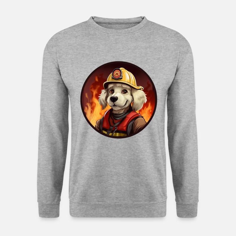 Feuerwehrmann Hund - Unisex Pullover - Weißgrau meliert