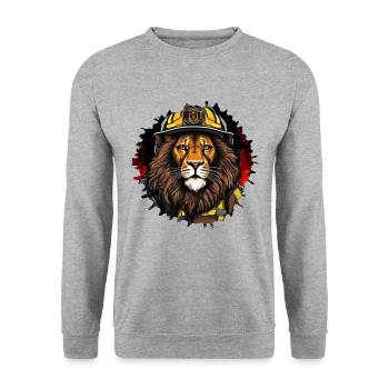 Brigade de pompiers de Louvain - Sweat-shirt Unisexe - gris chiné - Devant - Alina (178cm) & Michal (187cm)
