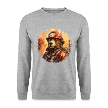 Ours pompier - Sweat-shirt Unisexe - gris chiné - Devant - Alina (178cm) & Michal (187cm)
