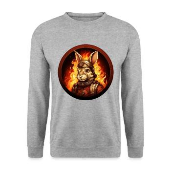 Feuerwehrfrau Hase - Unisex Pullover - Weißgrau meliert - Vorne - Alina (178cm) & Michal (187cm)