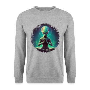 Aliens Yoga / Yogi Alien - Unisex Sweatshirt - salt & pepper - Front - Alina (178cm) & Michal (187cm)