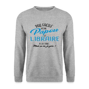 Papou et libraire - Sweat-shirt Unisexe - gris chiné - Devant - Alina (178cm) & Michal (187cm)