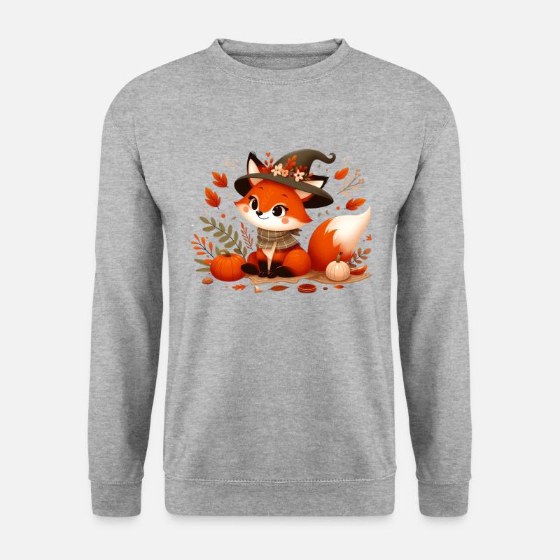 Fuchs Herbst 8 - Unisex Pullover - Weißgrau meliert