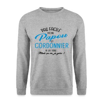 Papou et cordonnier - Sweat-shirt Unisexe - gris chiné - Devant - Alina (178cm) & Michal (187cm)