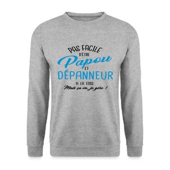 Papou et dépanneur - Sweat-shirt Unisexe - gris chiné - Devant - Alina (178cm) & Michal (187cm)