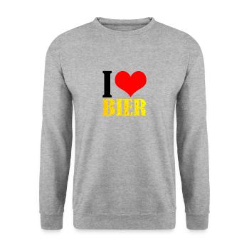 I love Bier - Unisex Pullover - Weißgrau meliert - Vorne - Alina (178cm) & Michal (187cm)