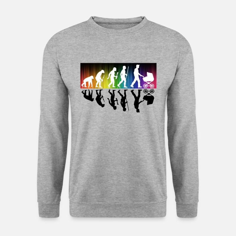 Evolution Dad Vater - Unisex Pullover - Weißgrau meliert