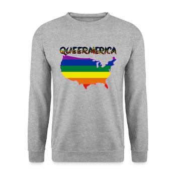 pride america queer gay lesbian love USA ÉTATS-UNIS - Sweat-shirt Unisexe - gris chiné - Devant - Alina (178cm) & Michal (187cm)