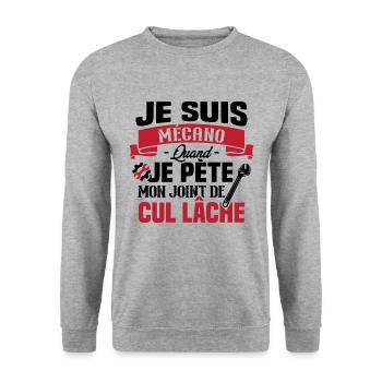 Je suis mécano humour cadeau mécanicien - Sweat-shirt Unisexe - gris chiné - Devant - Alina (178cm) & Michal (187cm)