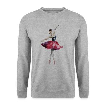 Ballerine Aquarelle Ballet Cadeau - Sweat-shirt Unisexe - gris chiné - Devant - Alina (178cm) & Michal (187cm)