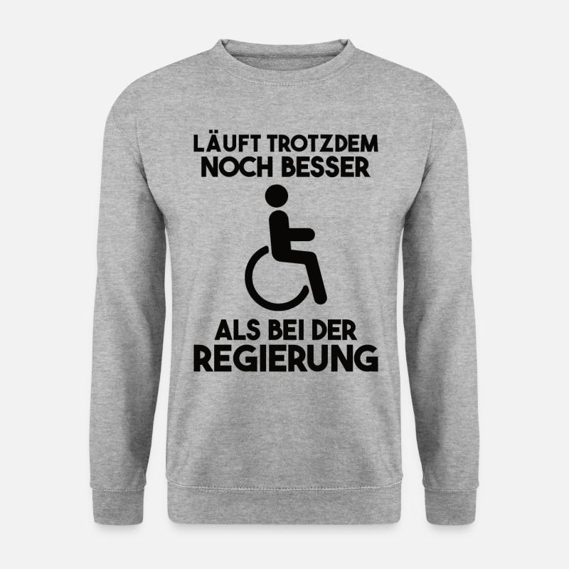 Rollstuhl Rollstuhlfahrer Spruch Geschenk - Unisex Pullover - Weißgrau meliert