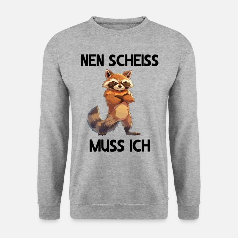 Waschbär Raccoon Wald Natur Nen scheiss muss ich - Unisex Pullover - Weißgrau meliert