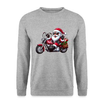 Santa Moto 1 - Unisex Sweatshirt - salt & pepper - Front - Alina (178cm) & Michal (187cm)