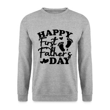 Joyeuse première fête des pères - Sweat-shirt Unisexe - gris chiné - Devant - Alina (178cm) & Michal (187cm)