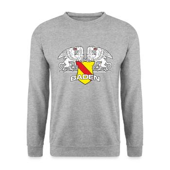 Baden Logo Greifen - Unisex Pullover - Weißgrau meliert - Vorne - Alina (178cm) & Michal (187cm)