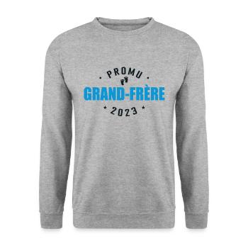Promu Grand Frère 2023 Annonce Grossesse - Sweat-shirt Unisexe - gris chiné - Devant - Alina (178cm) & Michal (187cm)
