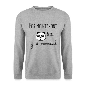 pas maintenant j'ai sommeil,humour,réveil,matin - Sweat-shirt Unisexe - gris chiné - Devant - Alina (178cm) & Michal (187cm)
