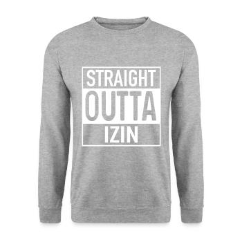 Straight OUTTA Izin - Unisex Pullover - Weißgrau meliert - Vorne - Alina (178cm) & Michal (187cm)