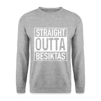 Tout droit OUTTA BESIKTAS - Sweat-shirt Unisexe - gris chiné - Devant - Alina (178cm) & Michal (187cm)