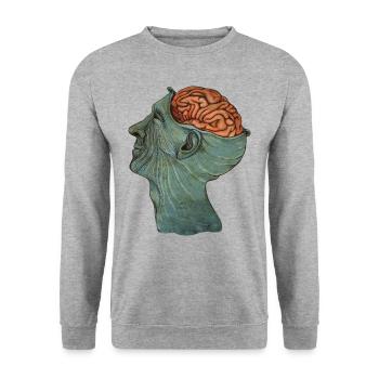 Cerveau - Sweat-shirt Unisexe - gris chiné - Devant - Alina (178cm) & Michal (187cm)