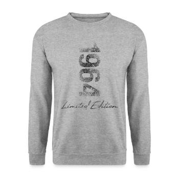 Geburtstag 1964 Limited Edition Geschenk Used Cool - Unisex Pullover - Weißgrau meliert - Vorne - Alina (178cm) & Michal (187cm)