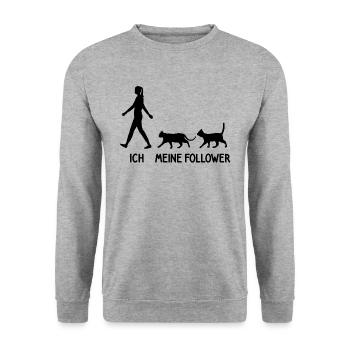 Ich Meine Follower Katzen Züchter Katze Kitten - Unisex Pullover - Weißgrau meliert - Vorne - Alina (178cm) & Michal (187cm)