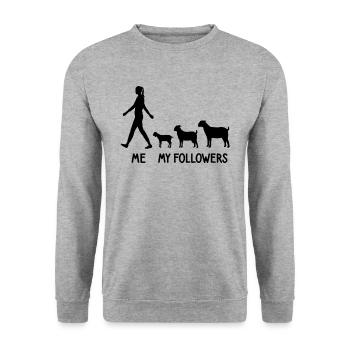 I My Followers Goats Shepherd Breeder Farmer - Unisex Sweatshirt - salt & pepper - Front - Alina (178cm) & Michal (187cm)