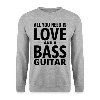 Bass Gitarrist Musik Musiker Bassist Funny - Unisex Pullover - Weißgrau meliert - Vorne - Alina (178cm) & Michal (187cm)