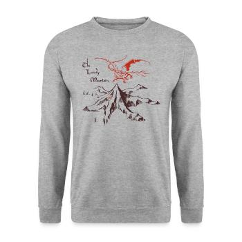Le Hobbit Dessiner La Mont Solitaire Avec Smaug - Sweat-shirt Unisexe - gris chiné - Devant - Alina (178cm) & Michal (187cm)