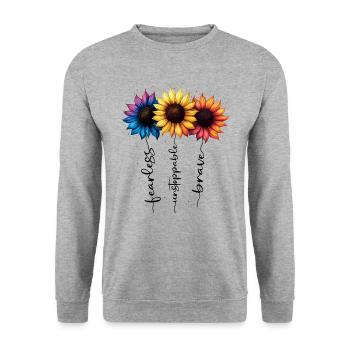 Summer Flowers Flower Inspiration Motivational Saying - Unisex Sweatshirt - salt & pepper - Front - Alina (178cm) & Michal (187cm)