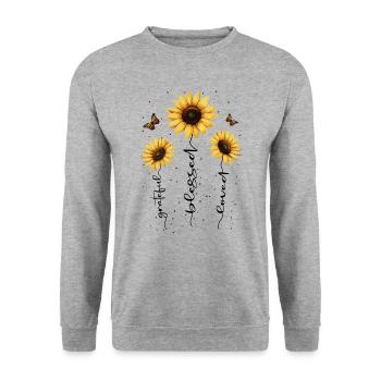 Fleurs d’été Fleur Inspiration Dicton de motivation - Sweat-shirt Unisexe - gris chiné - Devant - Alina (178cm) & Michal (187cm)