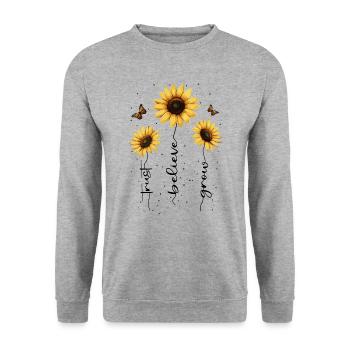 Fleurs d’été Fleur Inspiration Dicton de motivation - Sweat-shirt Unisexe - gris chiné - Devant - Alina (178cm) & Michal (187cm)