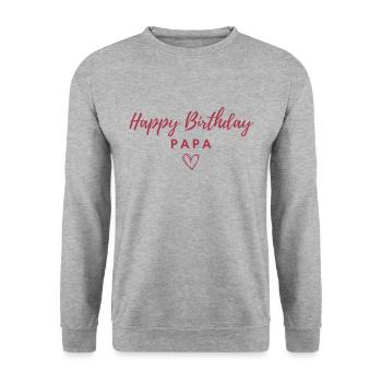 Happy Birthday Papa Lieblingsmensch Geburtstag - Unisex Pullover - Weißgrau meliert - Vorne - Alina (178cm) & Michal (187cm)