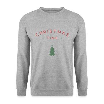 Weihnachtszeit - Unisex Pullover - Weißgrau meliert - Vorne - Alina (178cm) & Michal (187cm)