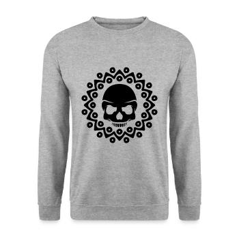 Tête de mort - Skull - Crâne - Sweat-shirt Unisexe - gris chiné - Devant - Alina (178cm) & Michal (187cm)