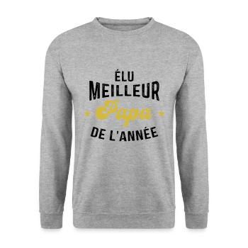 Elu meilleur papa de l année, idée cadeau papa - Sweat-shirt Unisexe - gris chiné - Devant - Alina (178cm) & Michal (187cm)