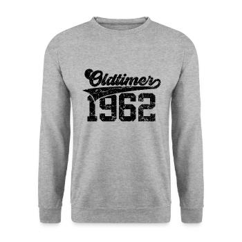 64. GEBURTSTAG OLDTIMER 1962 - Unisex Pullover - Weißgrau meliert - Vorne - Alina (178cm) & Michal (187cm)