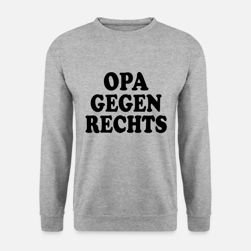 Opa gegen rechts - Unisex Pullover - Weißgrau meliert