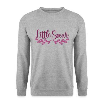 Petite Sœur - Little Sister - Sweat-shirt Unisexe - gris chiné - Devant - Alina (178cm) & Michal (187cm)