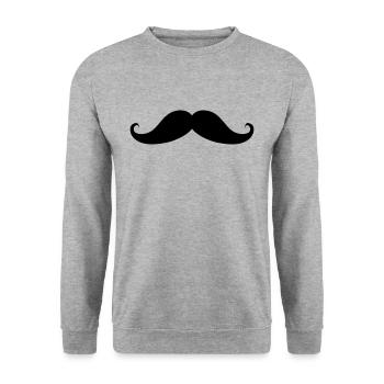 Schnurrbart - Unisex Pullover - Weißgrau meliert - Vorne - Alina (178cm) & Michal (187cm)