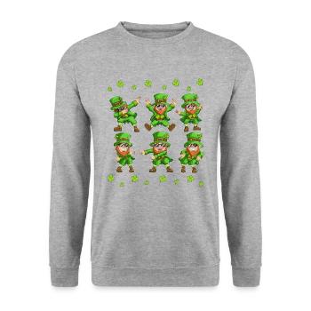 Dabbing Dancing Leprechaun Ireland St Patrick's Day - Unisex Sweatshirt - salt & pepper - Front - Alina (178cm) & Michal (187cm)
