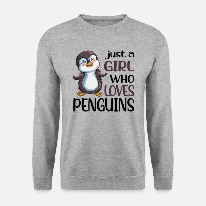 Königspinguin Kaiserpinguin Mädchen liebt Pinguine - Unisex Pullover - Weißgrau meliert