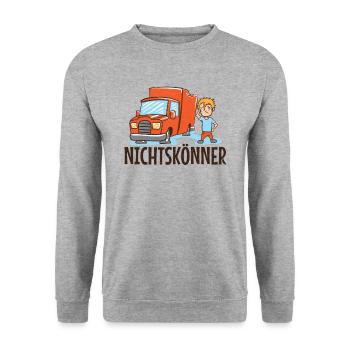 Nichtskönner LKW Alleskönner Ladung Straße Profi - Unisex Pullover - Weißgrau meliert - Vorne - Alina (178cm) & Michal (187cm)