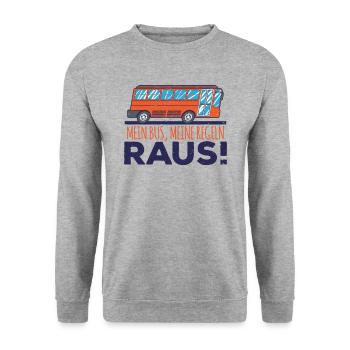Beruf Busfahrer mein Bus meine Regeln raus - Unisex Pullover - Weißgrau meliert - Vorne - Alina (178cm) & Michal (187cm)
