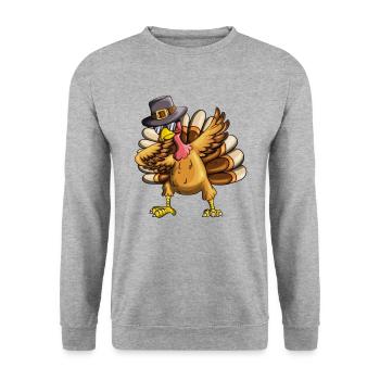 Vacances Thanksgiving Dab Dabbing Costume pour enfants - Sweat-shirt Unisexe - gris chiné - Devant - Alina (178cm) & Michal (187cm)