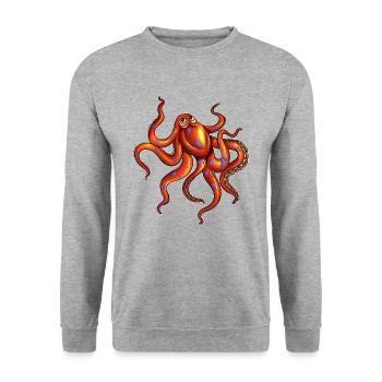 Plongée Calmar Octopus Fan Kraken Design - Sweat-shirt Unisexe - gris chiné - Devant - Alina (178cm) & Michal (187cm)