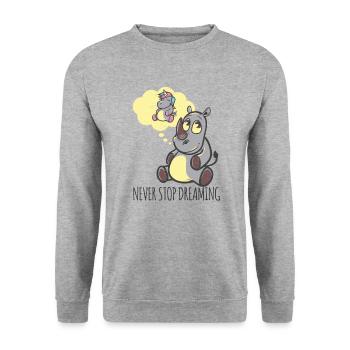 Rhinoceros dreams of the unicorn never give up - Unisex Sweatshirt - salt & pepper - Front - Alina (178cm) & Michal (187cm)