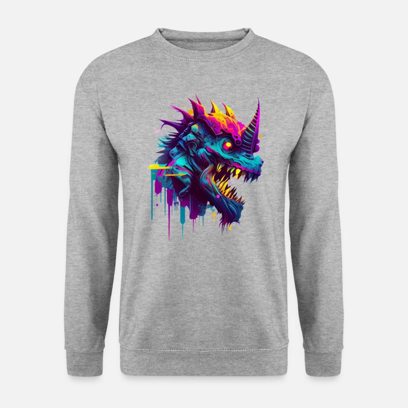 Monster Einhorn - Unisex Pullover - Weißgrau meliert