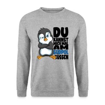 Kannst mich mal am Südpol küssen Pinguine - Unisex Pullover - Weißgrau meliert - Vorne - Alina (178cm) & Michal (187cm)