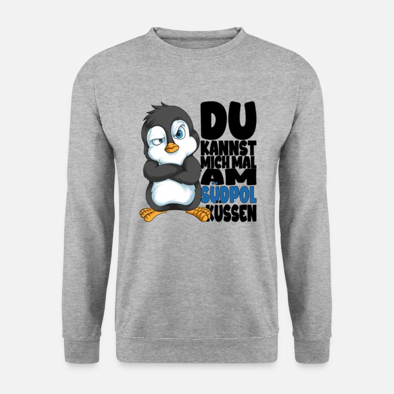 Kannst mich mal am Südpol küssen Pinguine - Unisex Pullover - Weißgrau meliert